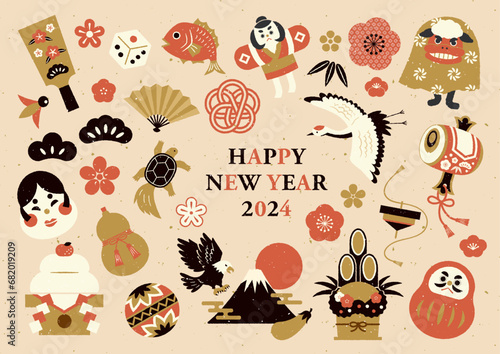 かすれ お正月イラストセット