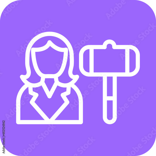 Vector Design Auctioneer Female Icon Style