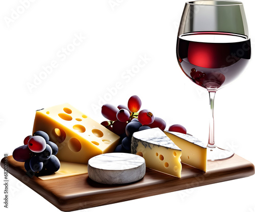 Wine with grape & cheese  photo