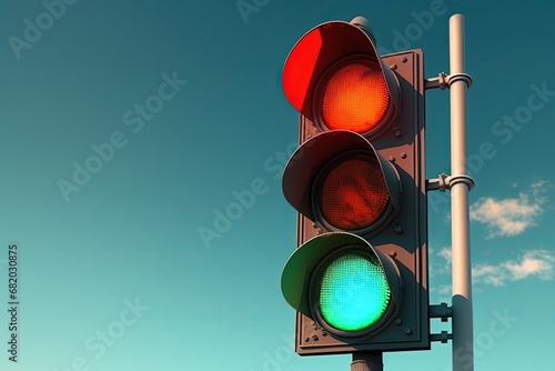 concept Stop background sky blue color red light Traffic photo