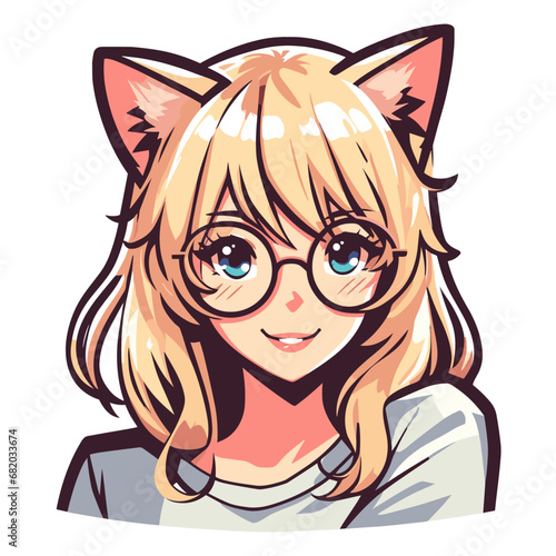 cute glasses blonde girl with cat ears