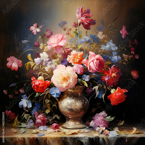 A Vase of Flowers Artistic Style Painting Drawing