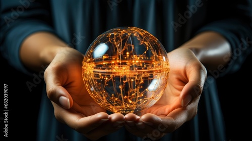 Woman Hand Holding Virtual Global Internet , Background HD For Designer