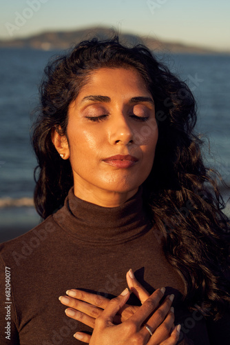 Portrait of  Indian Woman at the Beach 