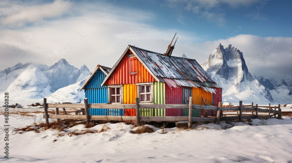Colourfull wooden cabin