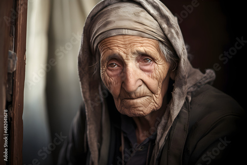 portrait of a Palestinian refugee elderly woman