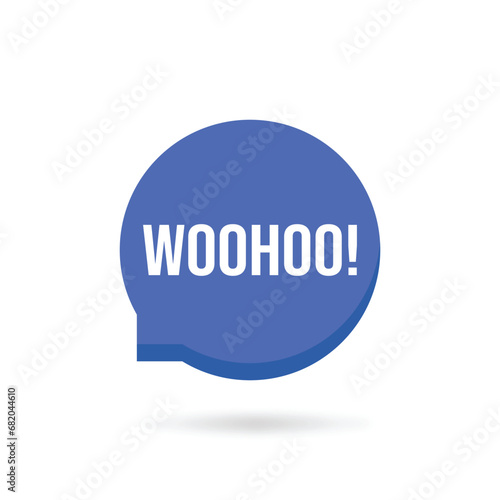 blue woohoo popup bubble like message icon. flat cartoon style trend modern simple logotype graphic art design element isolated on white background. concept of surprise reaction or woo hoo buble