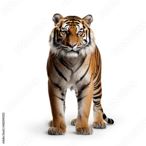 A tiger full shape realistic photo on white background
