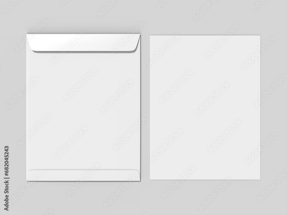 Large Size Kraft Envelope template, 3d illustration. Large Size Kraft Envelope template, 3d illustration.