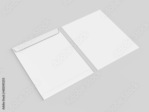 Large Size Kraft Envelope template, 3d illustration.
