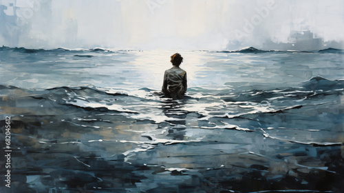 Man alone with the sea