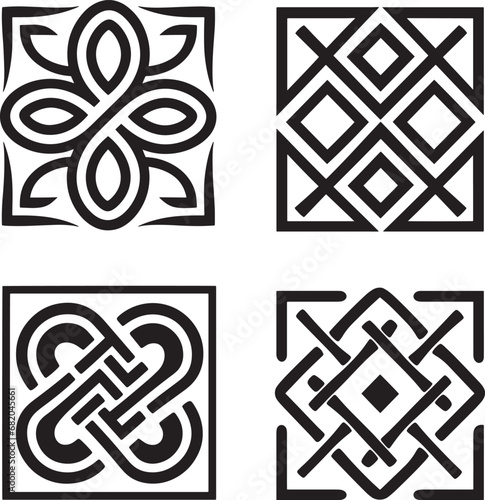 celtic elements ornaments knots icon set