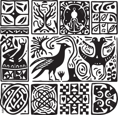 celtic mural elements ornaments knots icon set