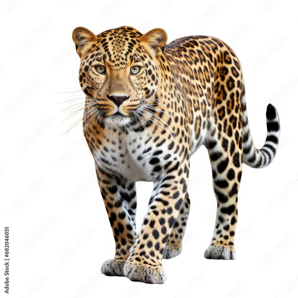 A Leopard full shape realistic photo on white background A Leopard full shape realistic photo on white background