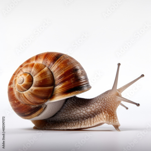 A Snail full shape realistic photo on white background