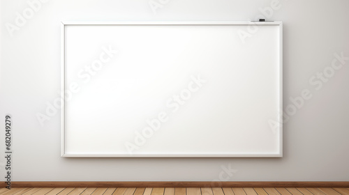Big rectangular whiteboard with white border in a room. photo