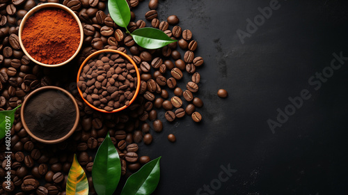coffee beans on a wooden background photo