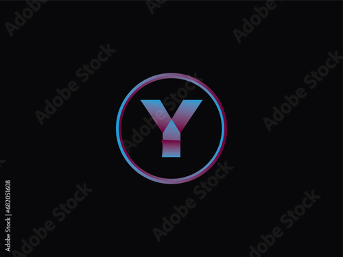 Typography Y Logo Art, Initial y Circle Purple Color Logo With Black Background Design