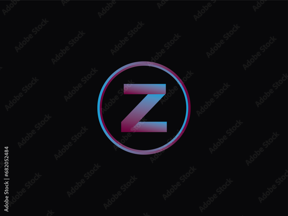 Typography Z Logo Art, Initial z Circle Purple Color Logo With Black Background Design Typography Z Logo Art, Initial z Circle Purple Color Logo With Black Background Design