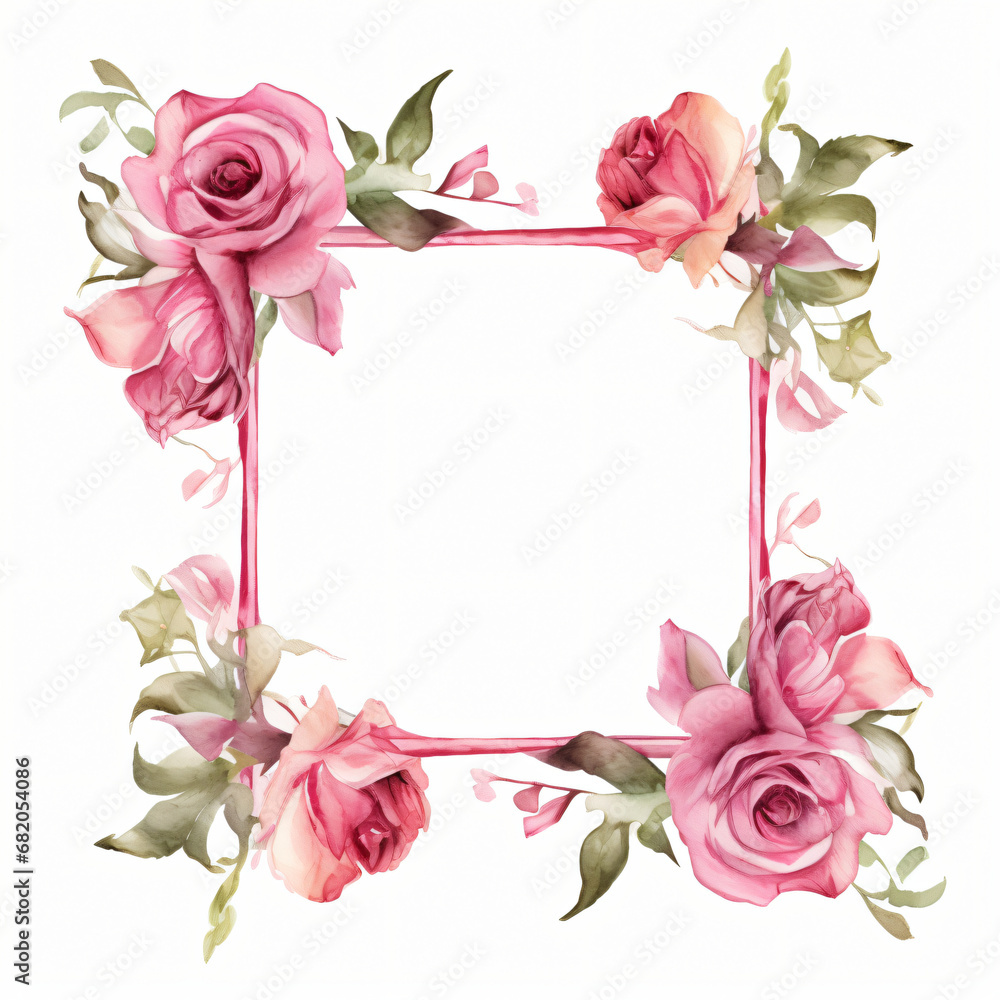 Pink roses frame