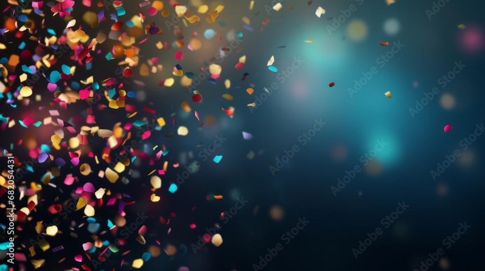 Colorful confetti on a dark background. AI generative