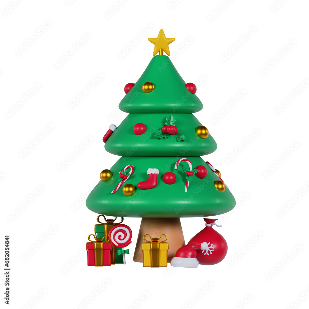 Naklejka premium 3d pine tree christmas