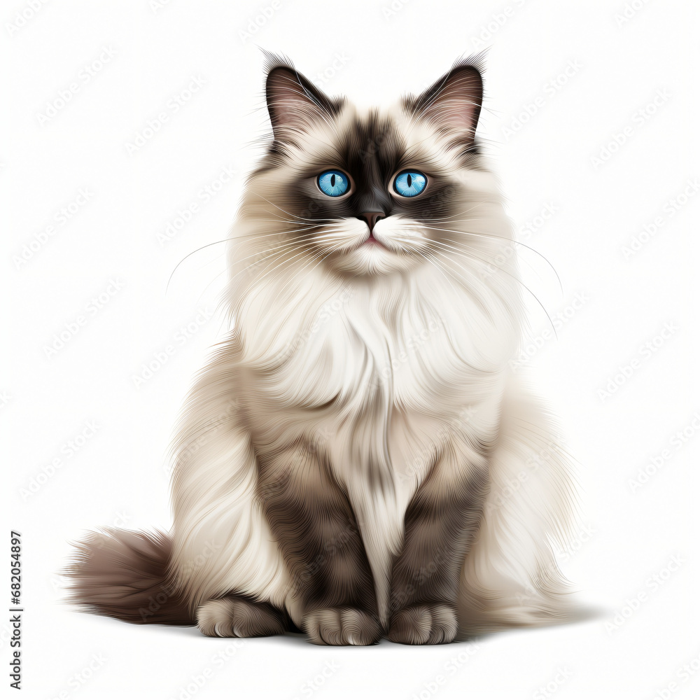 Ragdoll Cat isolated on white background
