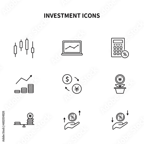 シンプルアイコンセット｜投資・金融・お金・株式・NISA・投資信託