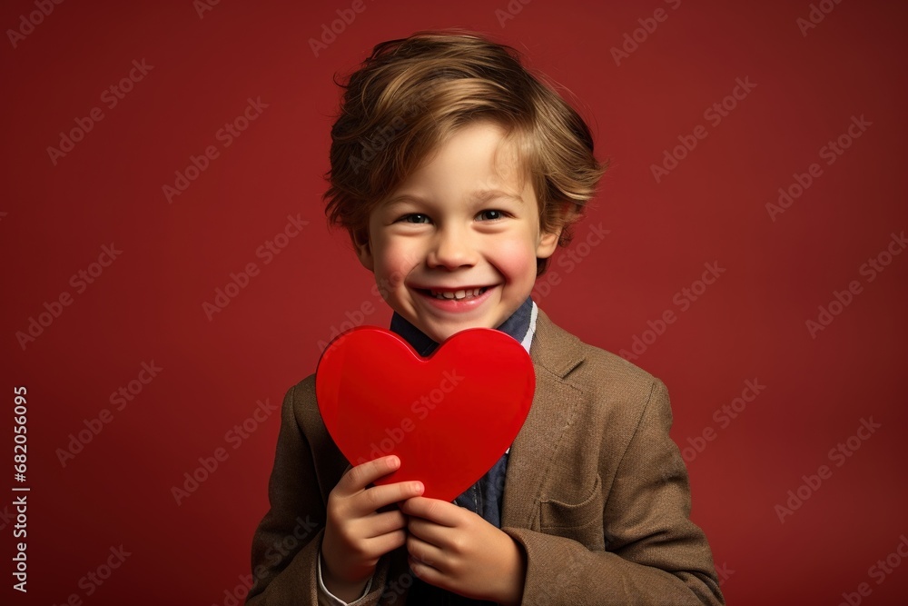 Happy little boy with red hearts on Valentine's Day. Happy little boy with red hearts on Valentine's Day.
