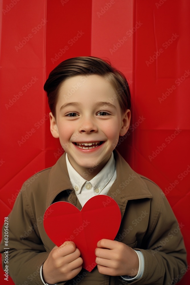 Happy little boy with red hearts on Valentine's Day. Happy little boy with red hearts on Valentine's Day.