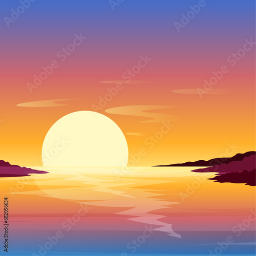 Fototapeta Naklejka Na Ścianę i Meble -  summer landscape beach sunset landscape sunrise background