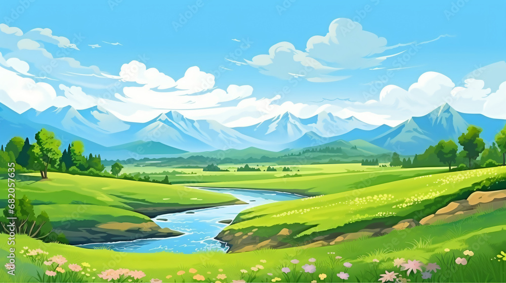 Panorama of spring summer