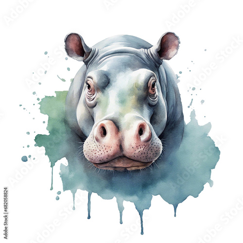 watercolour hippo photo