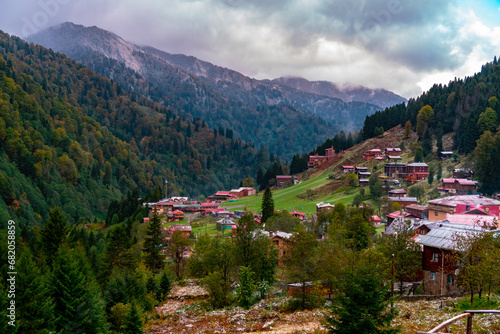 Rize Ayder Plateau  nature view. Ayder  with its air surrounded by clouds and clean nature.