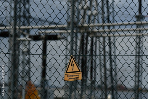 Danger high voltage sign ummspannwerk substation transformator