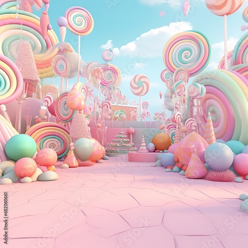 Candyland very beautiful rainbow pieces of candy pastel colors