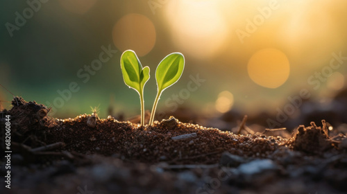 A small green sprout emerging from the ground