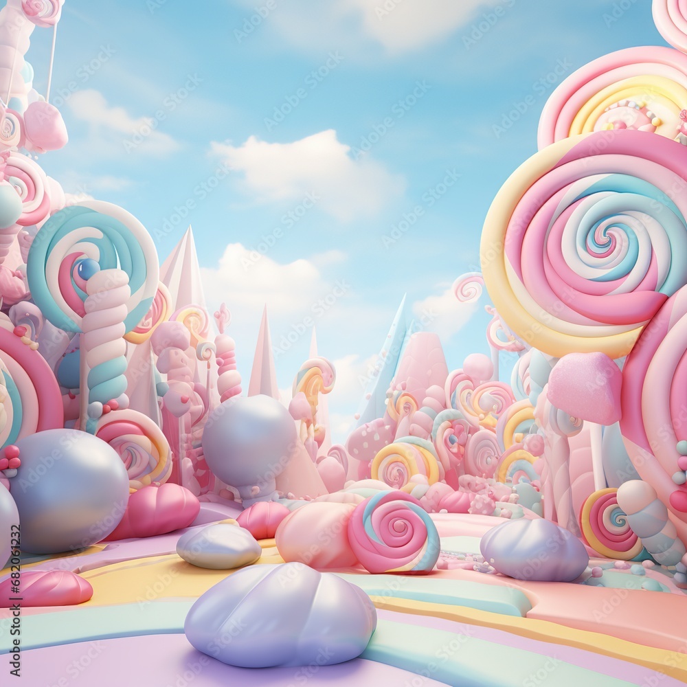 Candyland very beautiful rainbow pieces of candy pastel colors