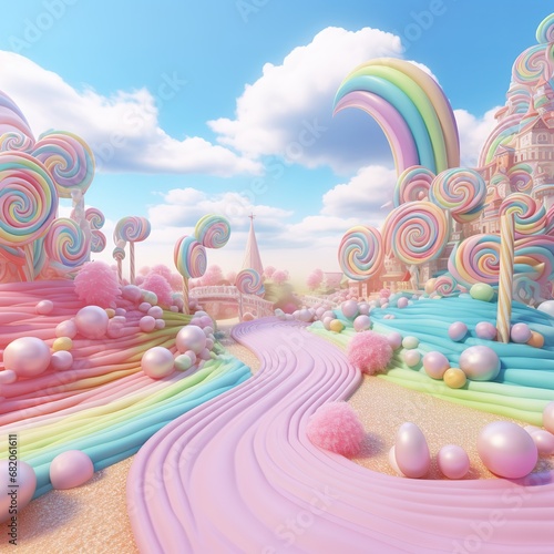 Candyland very beautiful rainbow pieces of candy pastel colors