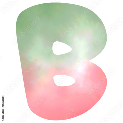 watermelon watercolor green red hand drawn english letter b.