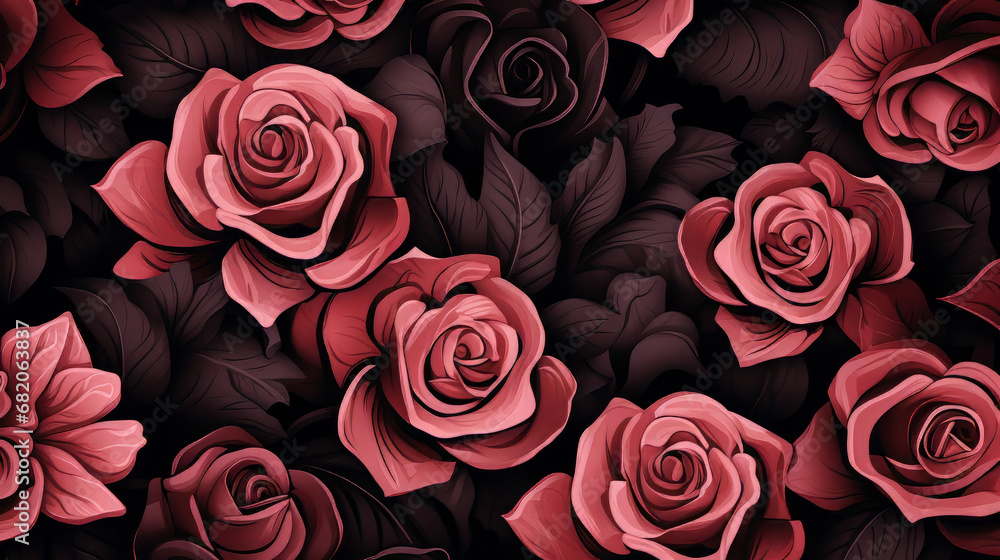 Black & Rose Seamless Pattern - High Quality Digital illustration Black & Rose Seamless Pattern - High Quality Digital illustration