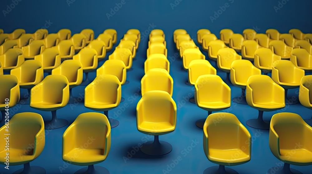 Fototapeta premium we are hiring concept 3d rendered office chairs background