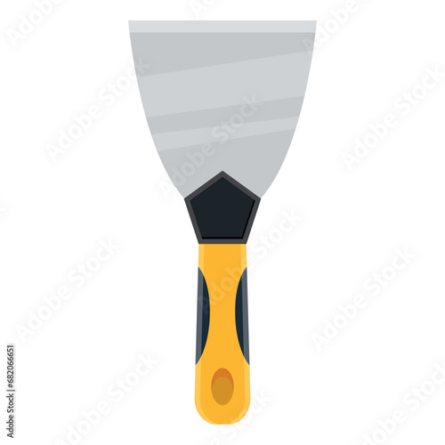 Vector image of a repair tool in cartoon style. Putty knife. Construction and housework concept. A team of individual builders. Elements for your design.