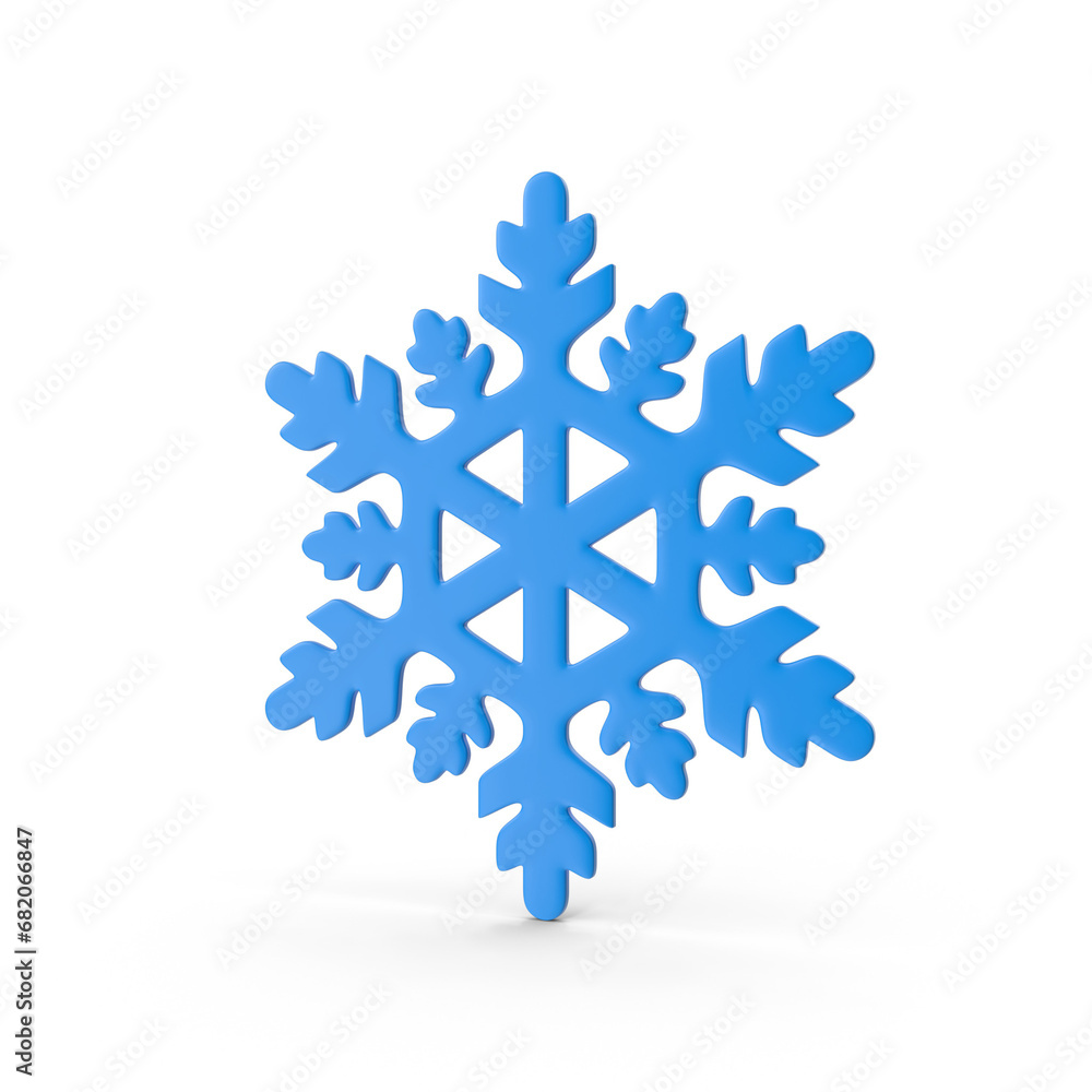 3D Isolated Winter Snowflake with Drop Shadow 3D Isolated Winter Snowflake with Drop Shadow