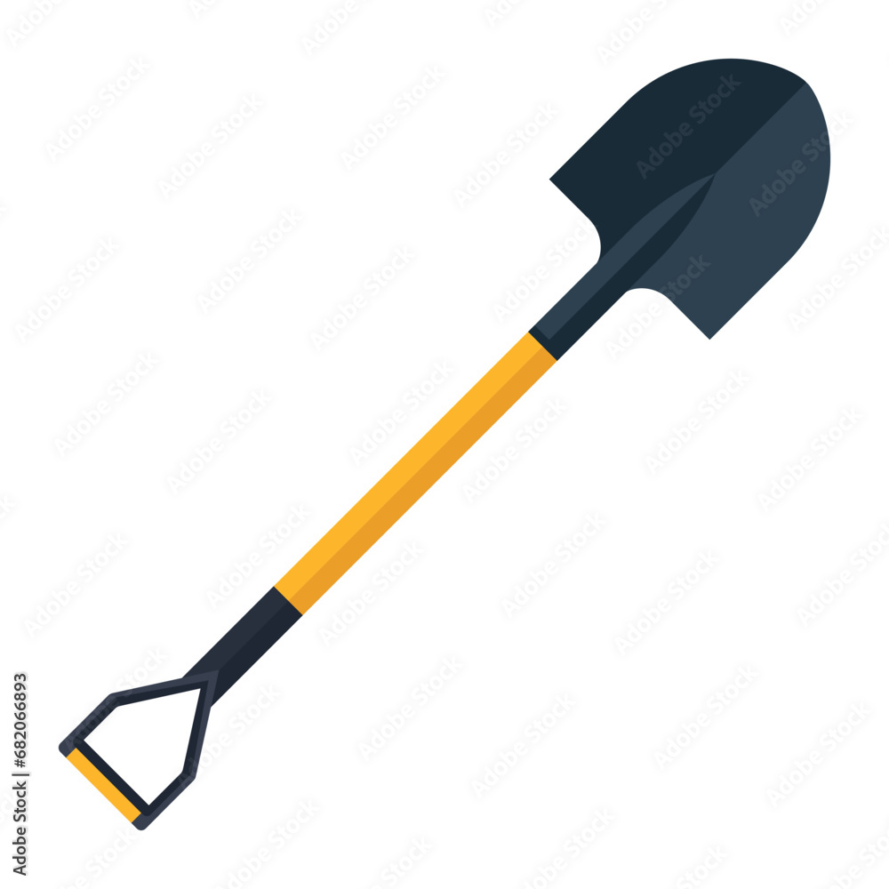 Vector image of a repair tool in a cartoon style. Shovel. Concept of construction and housework. A team of custom builders. Elements for your design. Saw, hammer, etc.