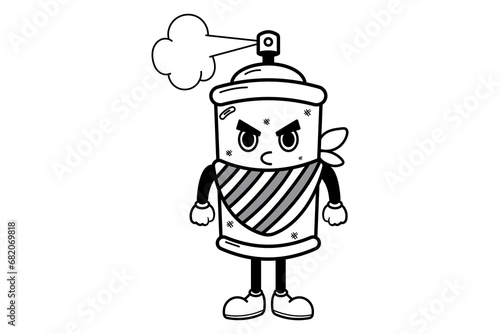 Cartoon Illustration of Cute Graffiti Spray Can Comic Character