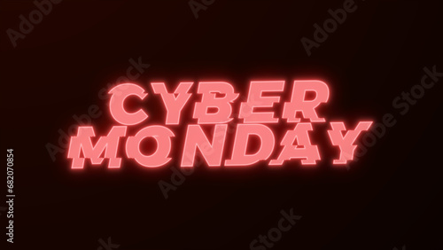 Cyber Monday glowing banner with glitch effect. Cyber Monday distorted text with glow effect. CyberMonday sale web banner for advertising. Cyberpunk promo design.