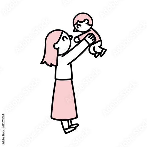 子供を抱き上げるお母さん