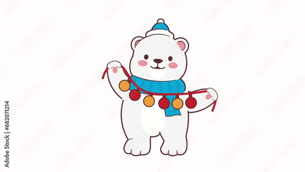 Cute Polar Bear Winter Christmas Christmas Lights Animation Cute Polar Bear Winter Christmas Christmas Lights Animation