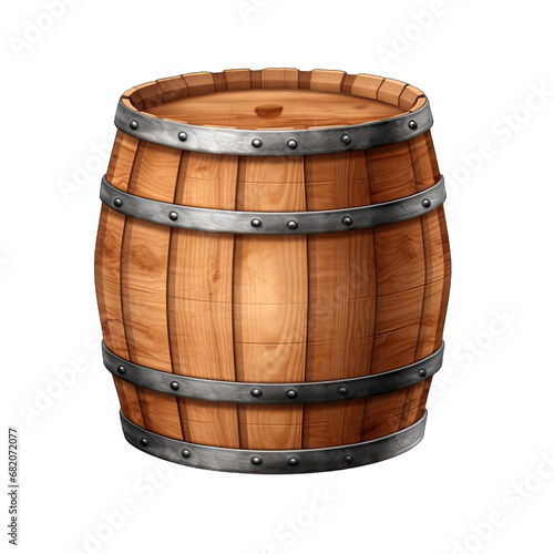 old wooden beer barrel/drum isolated on white background